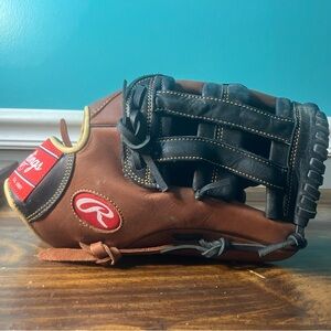 Rawlings Brown and Black Baseball Glove left hand,12.75in,adult sandlot